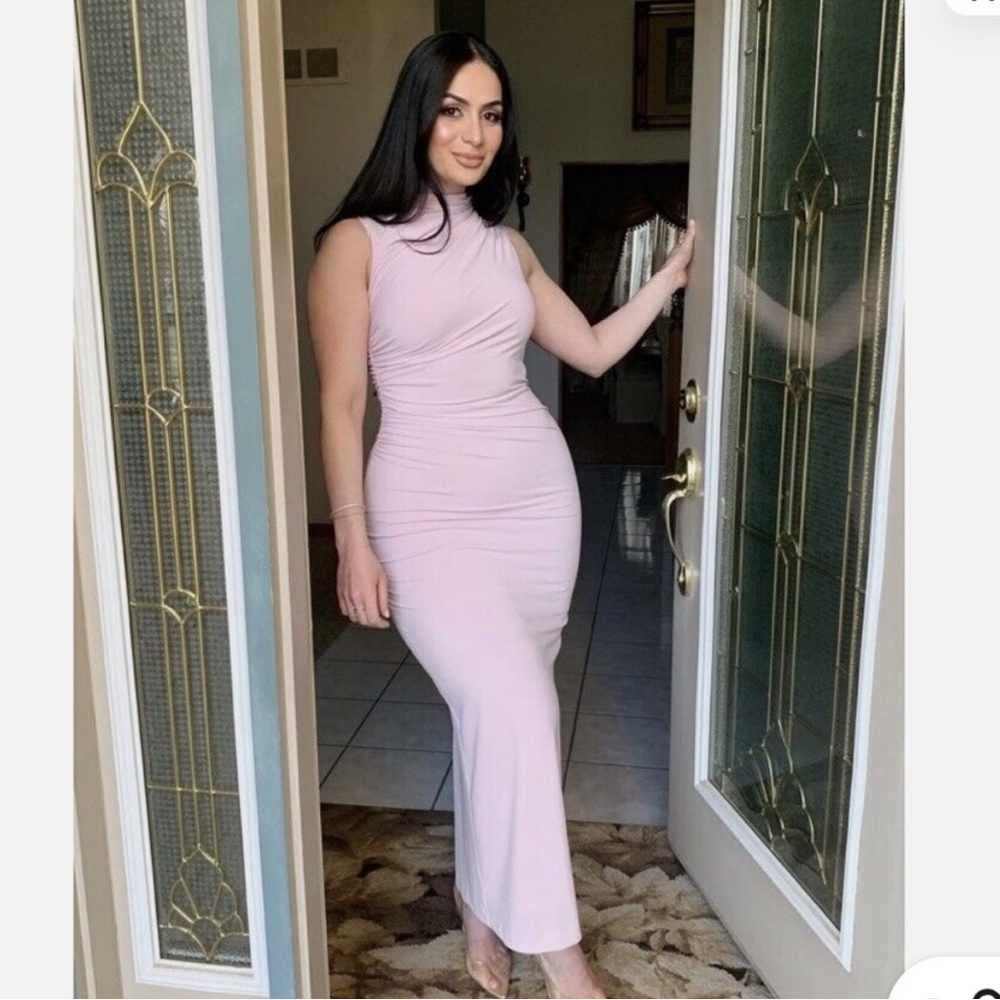 ZARA NWT Draped Mid Sleeveless Dress in Chalk Pink